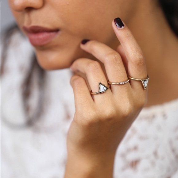 Gold Triple Ring Stack Size 7 - Picture 5 of 7